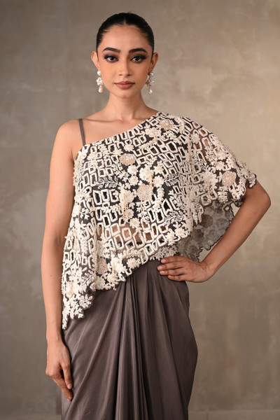 Ivory Mosaic Drape Skirt Set