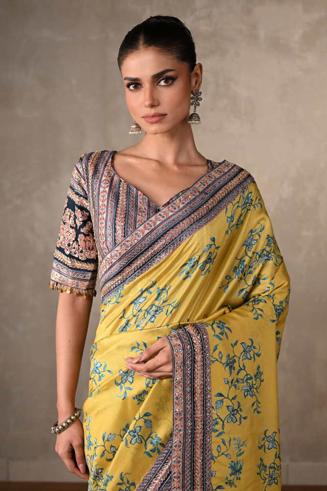 Amber Radiance Handcrafted Silk Saree
