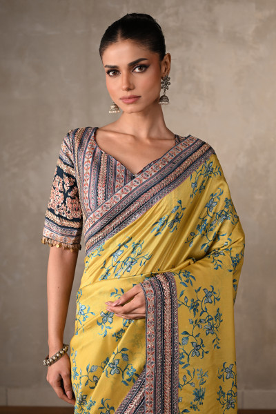 Amber Radiance Handcrafted Silk Saree