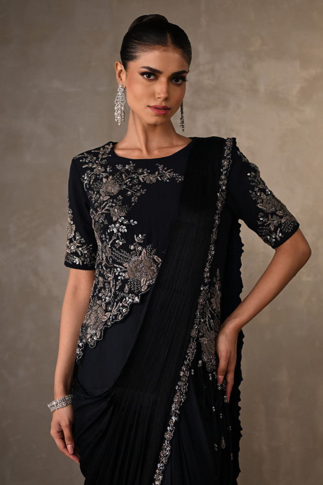 Floral Cascade Drape Saree