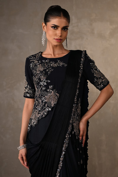 Floral Cascade Drape Saree