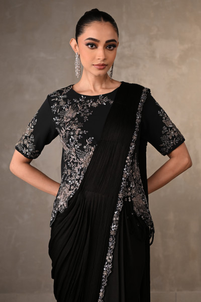Floral Cascade Drape Saree