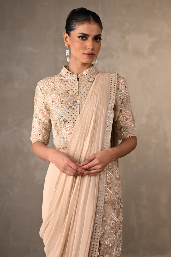 Blush Bloom Embellished Drape Saree