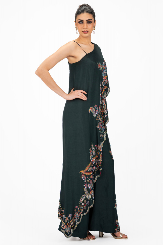 One shoulder Silk Co-ord