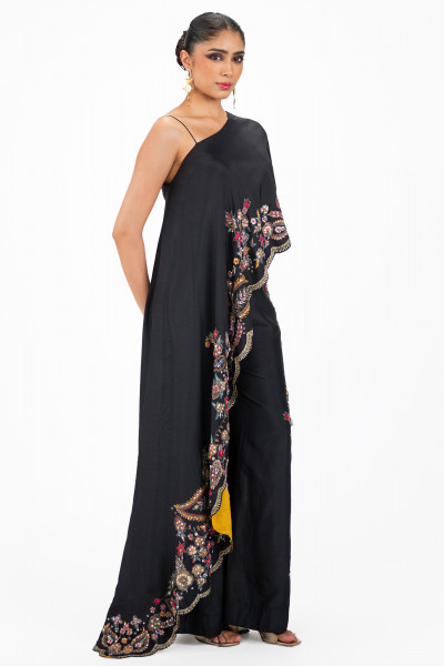 One shoulder Silk Co-ord
