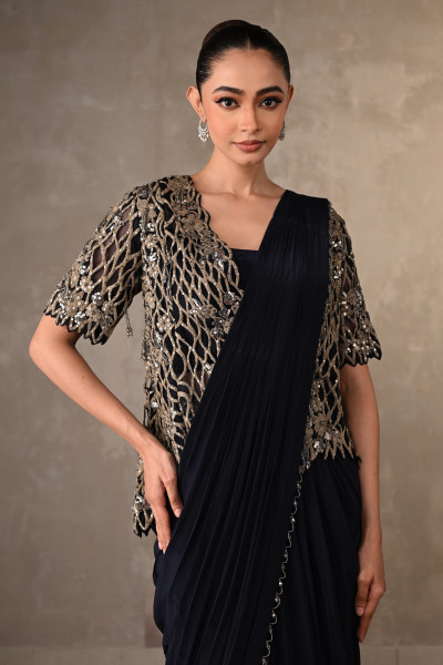 Ornate Cutwork Drape Saree