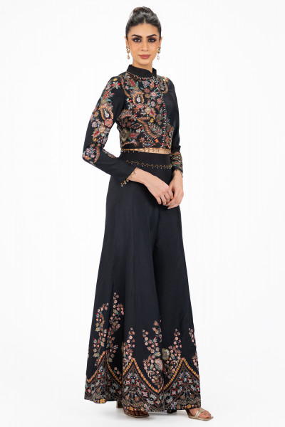 Silk Cropped Top Suit Co-ord