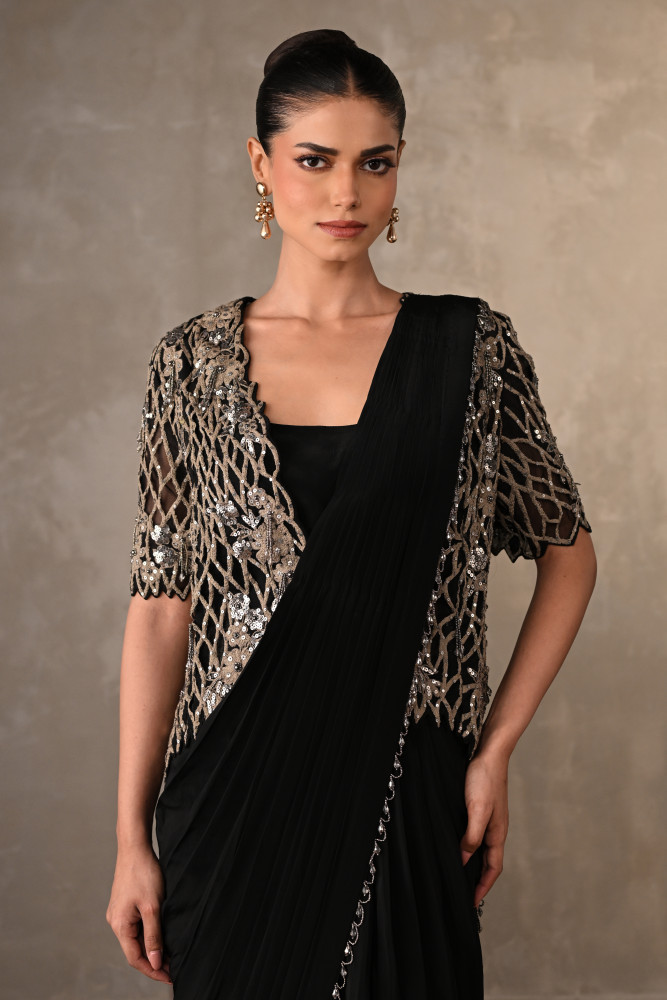 Ornate Cutwork Drape Saree