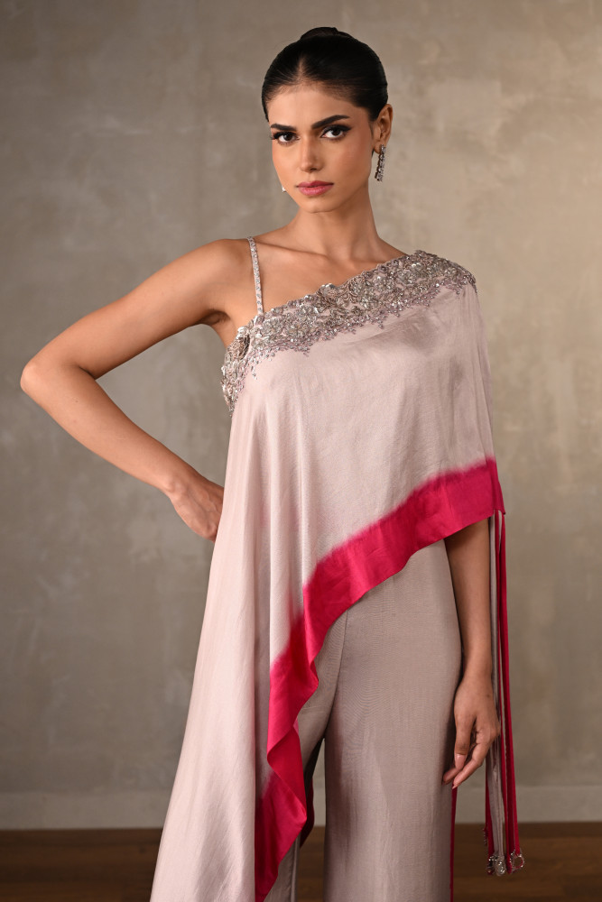 Gradient Blush One-Shoulder Co-Ord Set
