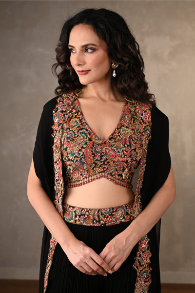 Twilight Embroidered Georgette Cape Set