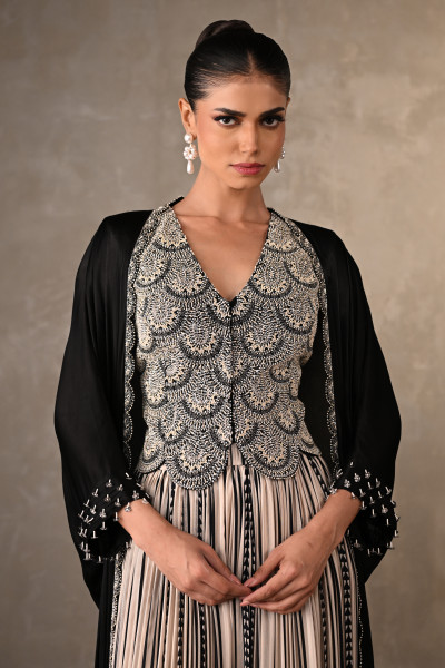 Midnight Mosaic Embroidered Cape Set