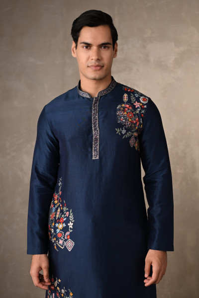 Navy Heritage Chanderi Kurta