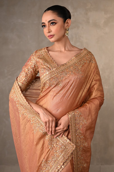 Rustic Radiance Tissue Saree Set