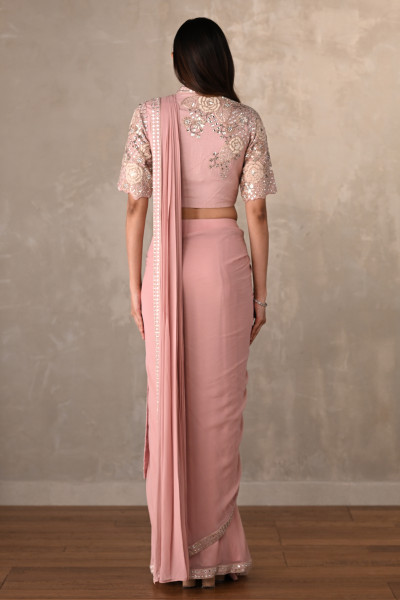 Blush Bloom Embellished Drape Saree
