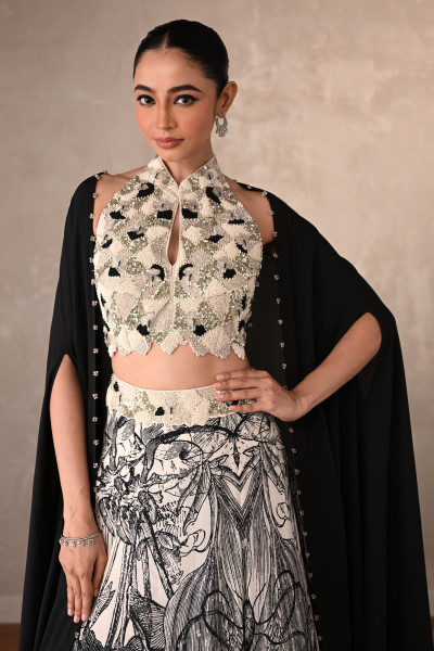 Enchanted Noir Floral Lehenga Set