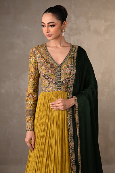 Yellow&Green Luxe Organza Anarkali