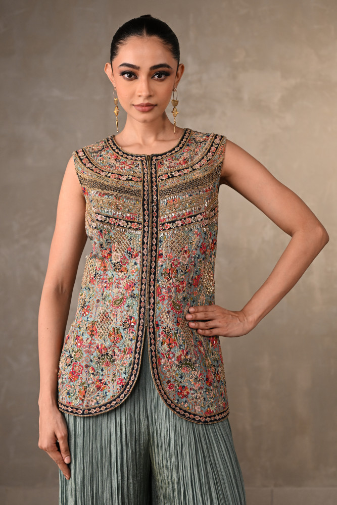 Image of Rosette Embroidered Organza Co-Ord Set