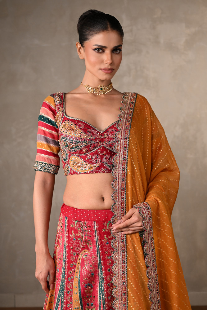 Heritage Paisley Embroidered Organza Lehenga Set