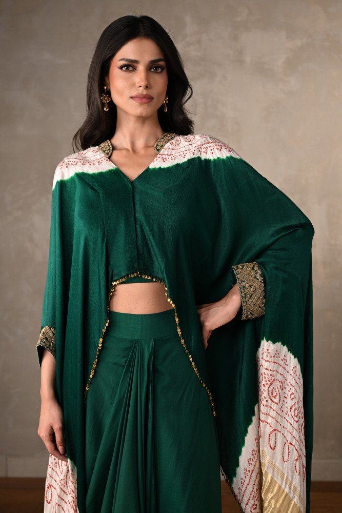 Bottle Green Aura Cape Set