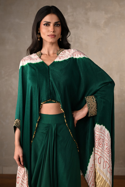 Bottle Green Aura Cape Set