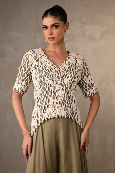 Blush Cutwork Embroidered Silk Co-Ord Set