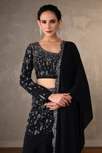 Midnight Aurora Embellished Georgette Lehenga Set