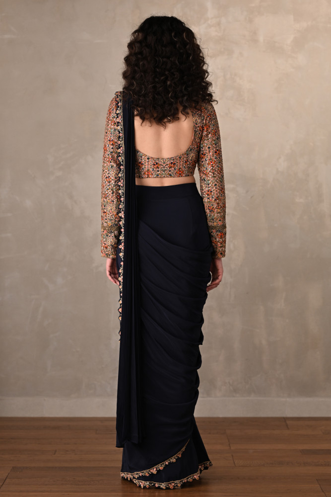 Midnight Enchant Crepe Drape Saree