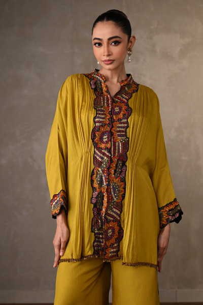 Panel Embroidered Silk Co-Ord Set