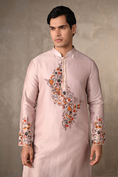 Mauve Mirage Chanderi Silk Embellished Kurta