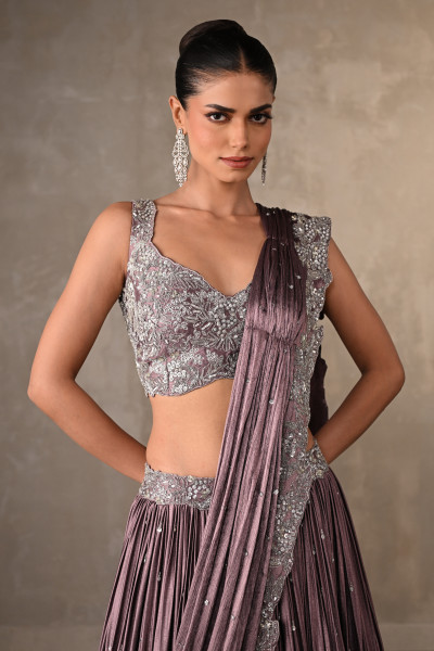 Mauve Gleam Satin Lehenga Set