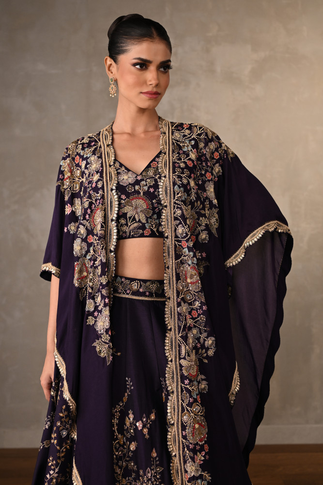 Amethyst Purple Lehenga Set With Cape