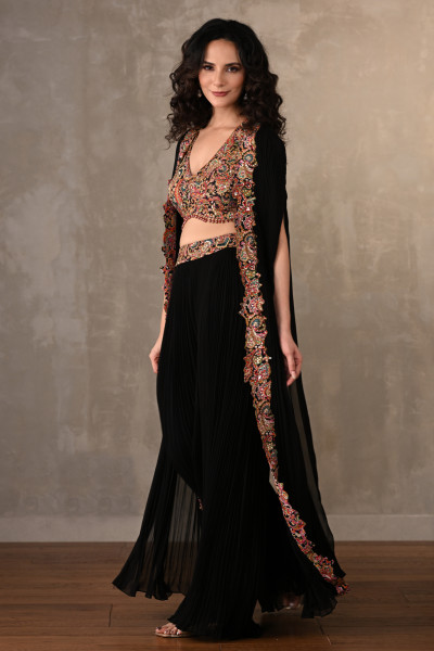 Twilight Embroidered Georgette Cape Set