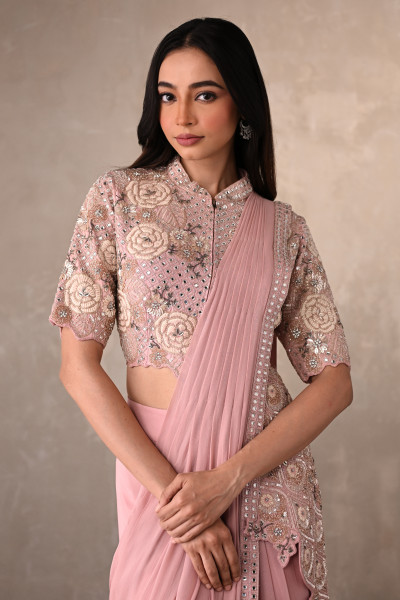 Blush Bloom Embellished Drape Saree