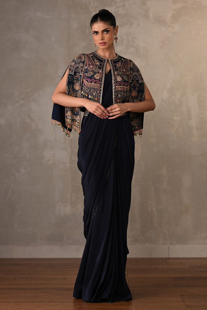 Navy Empress Silk Drape Saree