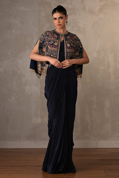 Navy Empress Silk Drape Saree