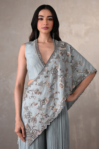 Sky Blue Embroidered  Set