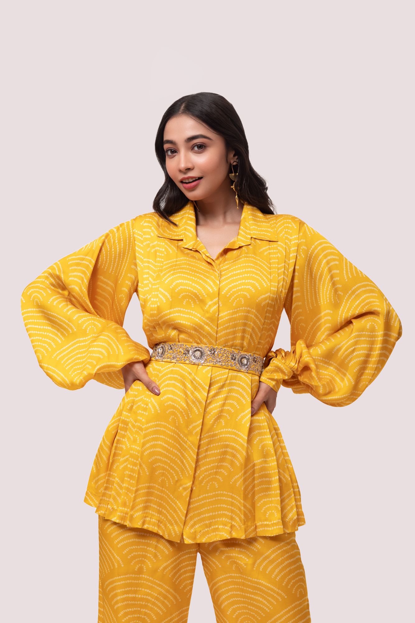 yellow satin co ord