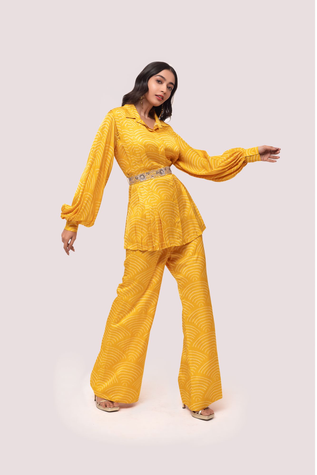 yellow satin co ord