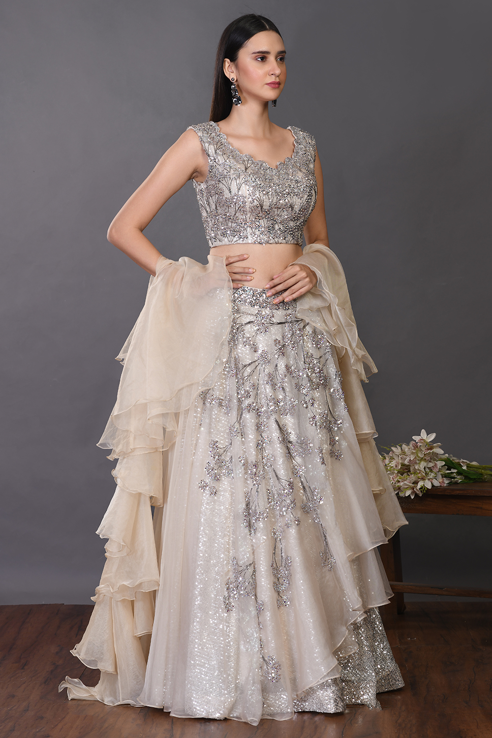 Off-White Organza Ghagra