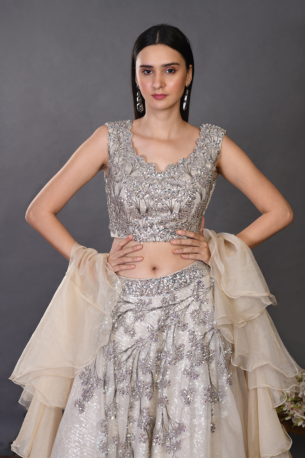 Off-White Organza Ghagra
