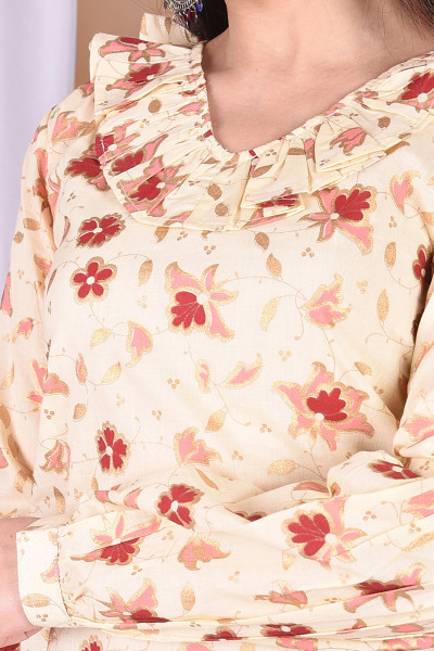 Off-White Floral Printed Casual Top