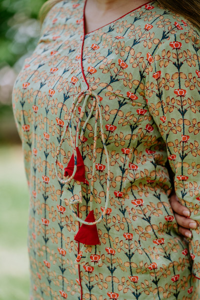 Light Green Printed Cotton Kurta
