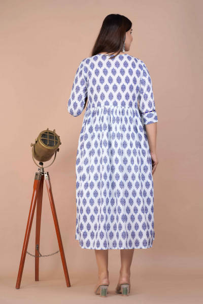 Cotton Floral Printed Maternity Feeding DressKurti with Zipper Maternity Gown for Women Feeding Dress