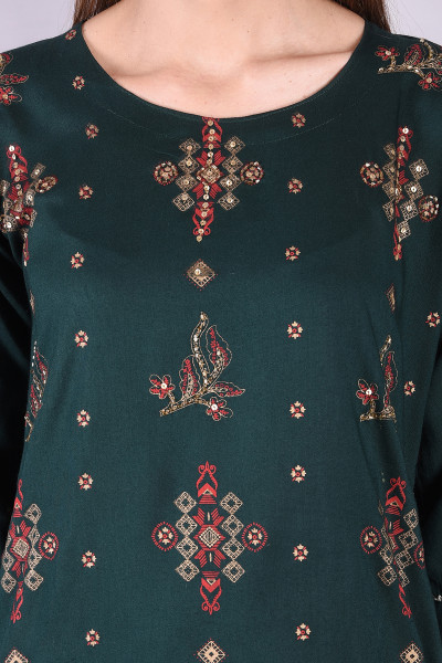 Women Cotton Rayon Straight Round Neck Kurta Palazzo Set