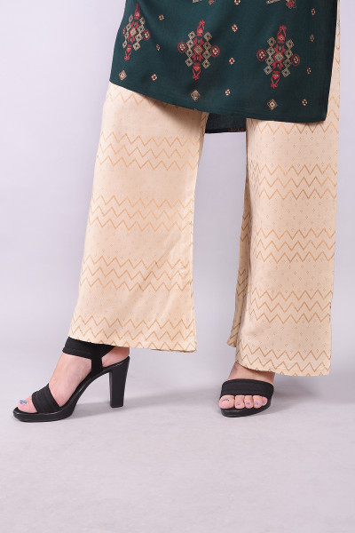 Women Cotton Rayon Straight Round Neck Kurta Palazzo Set