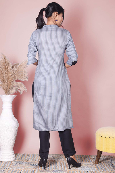 Women Cotton Rayon Straight Round Neck Kurta Pant Set