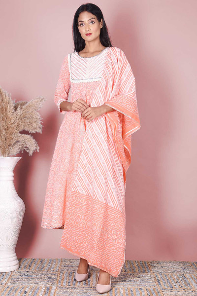 Women Pure Cotton A-line Round Neck Kurta Palazzo DupattaSet
