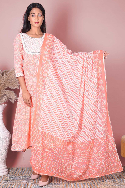 Women Pure Cotton A-line Round Neck Kurta Palazzo DupattaSet