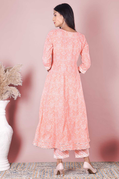 Women Pure Cotton A-line Round Neck Kurta Palazzo DupattaSet