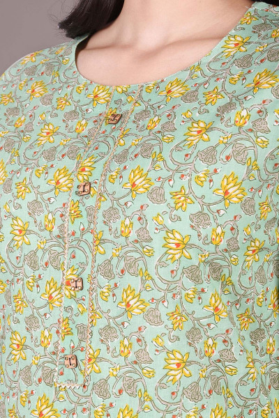Women Pure Cotton Straight Round Neck Kurta Palazzo DupattaSet